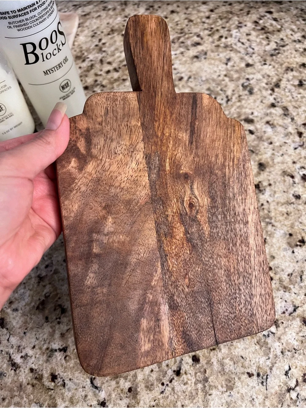 Magnolia Small Wooden Serving Paddle in Rich Brown cheese/cutting board